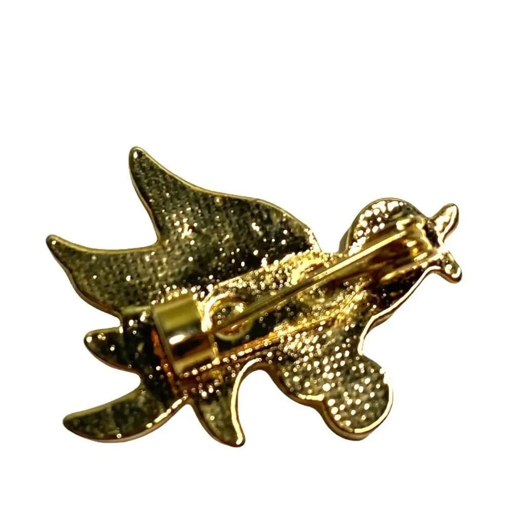 Vintage Chick Bird Brooch Pin in Gold Tone with Blue Rhinestone